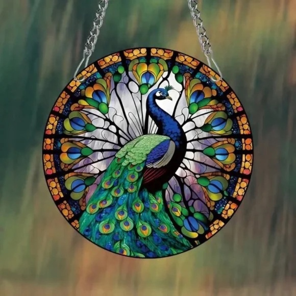 Vibrant Peacock Window Hanging Acrylic Suncatcher - Picture 7 of 14